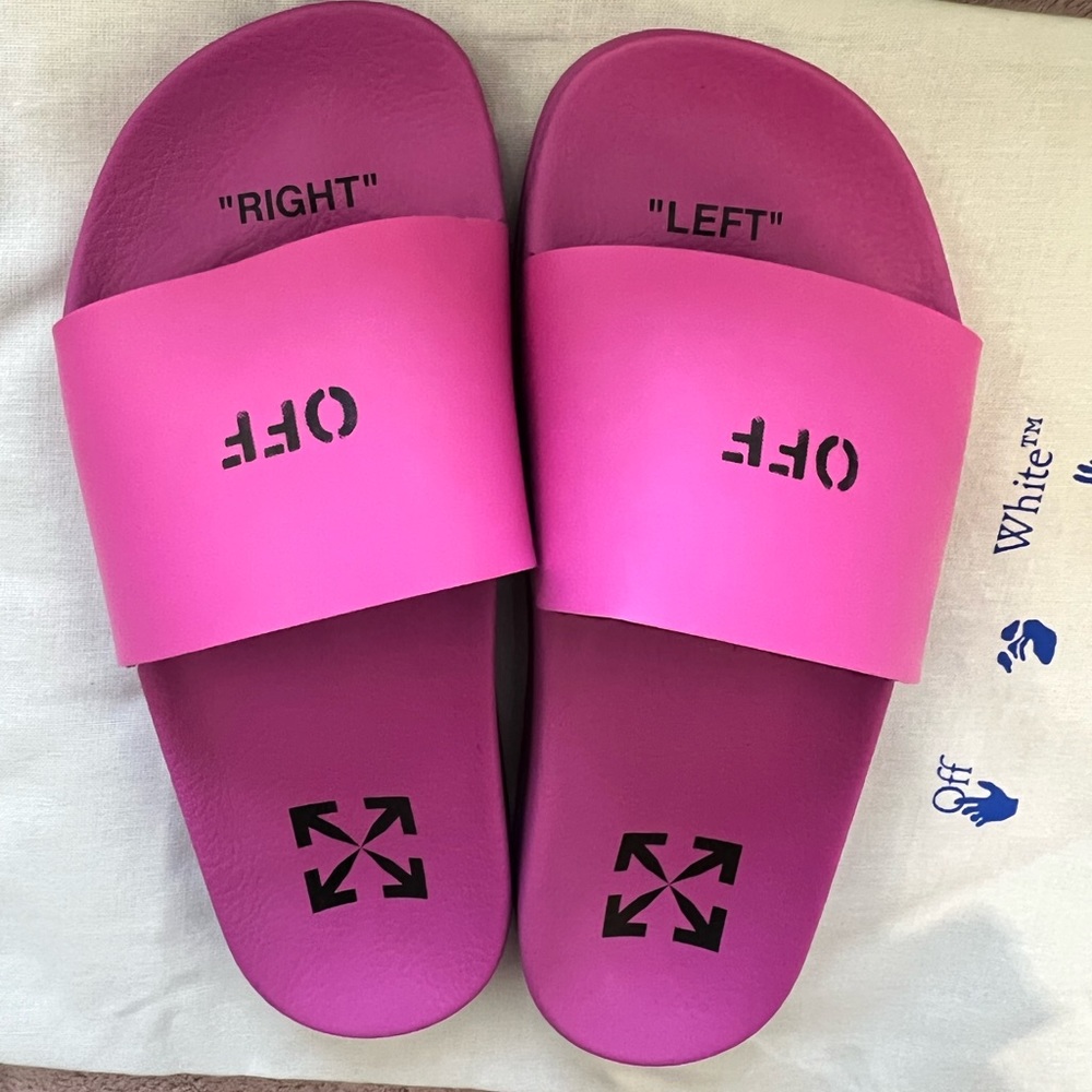 OFF-WHITE Printed Pool Slider in Fuchsia Size 7B